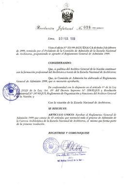 Resolución Jefatural N° 018-1999/AGN/J