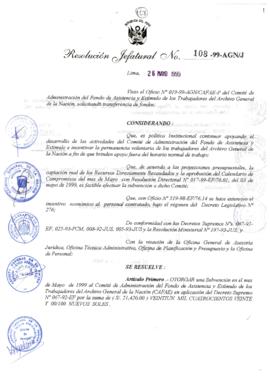 Resolución Jefatural N° 108-1999/AGN/J