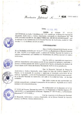 Resolución Jefatural N° 034-2003-AGN/J