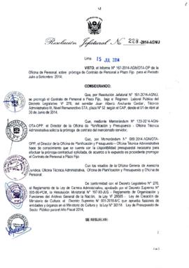Resolución Jefatural N° 228-2014-AGN/J