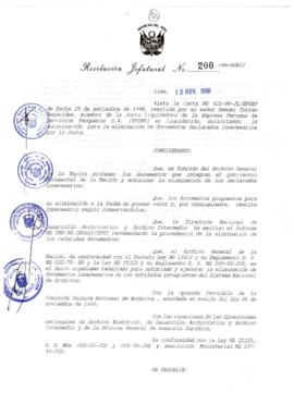 Resolución Jefatural N° 200-1998/AGN/J