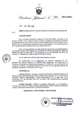 Resolución Jefatural N° 369-2012-AGN/J