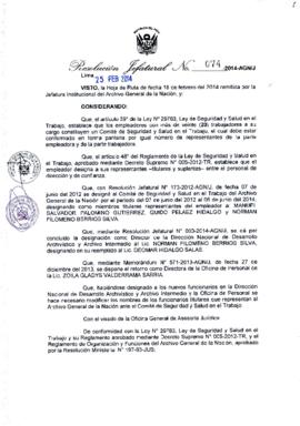 Resolución Jefatural N° 074-2014-AGN/J