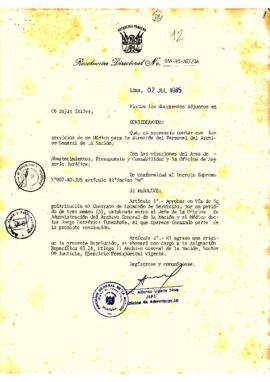 Resolución Directoral N° 59-85-AGN/OA