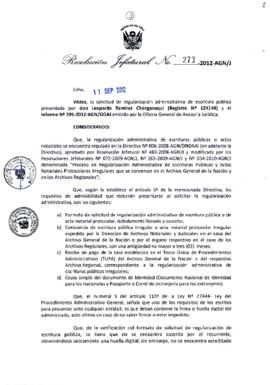 Resolución Jefatural N° 273-2012-AGN/J
