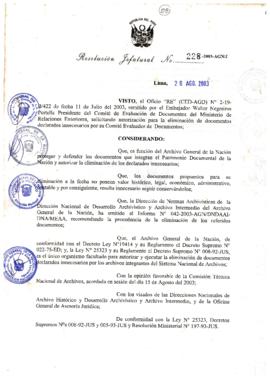 Resolución Jefatural N° 228-2003-AGN/J