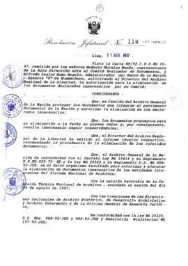 Resolución Jefatural N° 118-1997/AGN/J