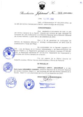 Resolución Jefatural N° 364-2003-AGN/J
