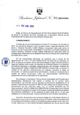 Resolución Jefatural N° 054-2018-AGN/J