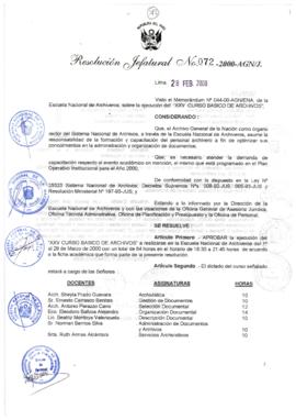 Resolución Jefatural N° 072-2000/AGN/J