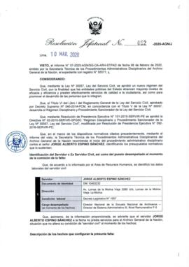 Resolución Jefatural N° 052-2020-AGN/J