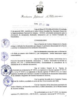 Resolución Jefatural N° 485-2000/AGN/J