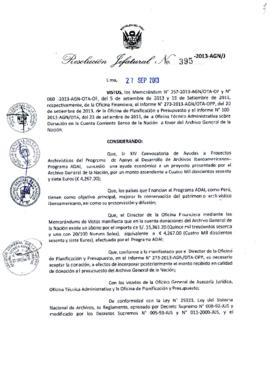 Resolución Jefatural N° 395-2013-AGN/J