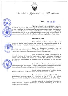 Resolución Jefatural N° 325-2004-AGN/J