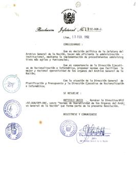 Resolución Jefatural N° 010-1992/AGN/J