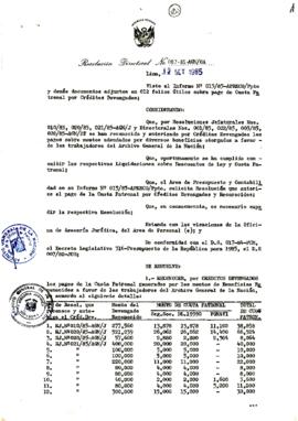 Resolución Directoral N° 87-85-AGN/OA