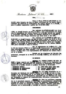 Resolución Jefatural N° 362-1991/AGN/J