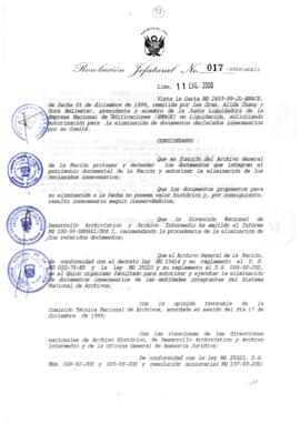 Resolución Jefatural N° 017-2000/AGN/J