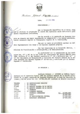 Resolución Jefatural N° 189-1984/AGN/J