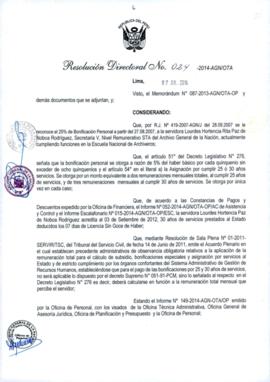 Resolución Directoral N° 024-2014-AGN/OTA