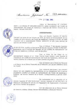 Resolución Jefatural N° 019-2005-AGN/J