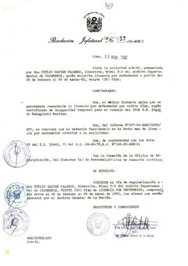 Resolución Jefatural N° 057-1992/AGN/J
