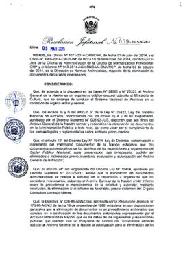 Resolución Jefatural N° 059-2015-AGN/J