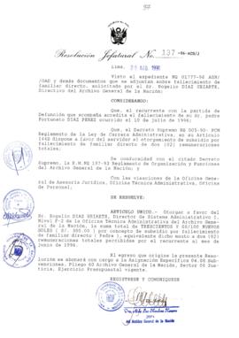 Resolución Jefatural N° 137-1996/AGN/J
