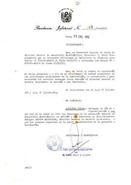 Resolución Jefatural N° 003-1992/AGN/J
