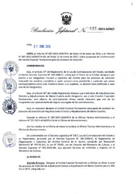 Resolución Jefatural N° 021-2015-AGN/J