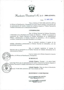 Resolución Directoral N° 017-2008-AGN/OTA