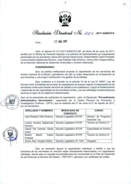 Resolución Directoral N° 024-2017-AGN/OTA