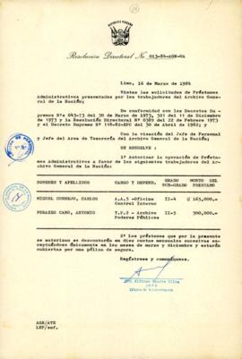 Resolución Directoral N° 13-84-AGN/OA