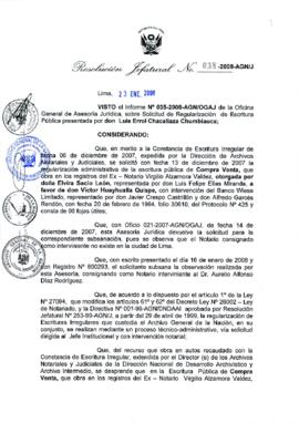 Resolución Jefatural N° 038-2008-AGN/J