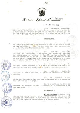 Resolución Jefatural N° 222-1992/AGN/J