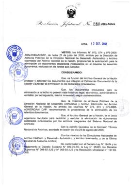 Resolución Jefatural N° 280-2005-AGN/J