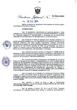 Resolución Jefatural N° 428-2014-AGN/J