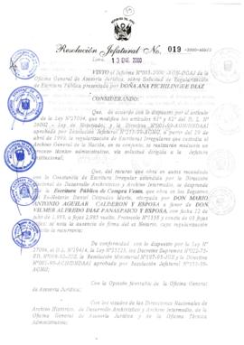 Resolución Jefatural N° 019-2000/AGN/J