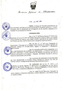 Resolución Jefatural N° 099-2004-AGN/J