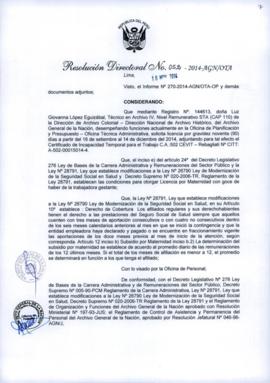 Resolución Directoral N° 052-2014-AGN/OTA