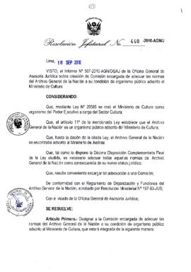 Resolución Jefatural N° 440-2010-AGN/J