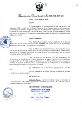 Resolución Directoral N° 021-2005-AGN/OTA