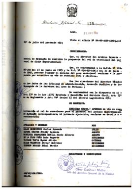 Resolución Jefatural N° 135-1986/AGN/J