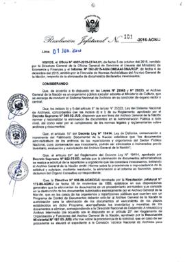Resolución Jefatural N° 101-2016-AGN/J