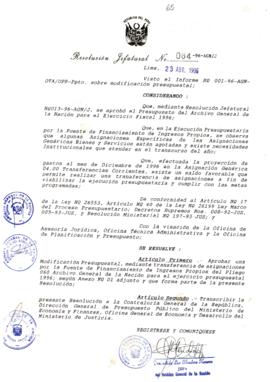 Resolución Jefatural N° 064-1996/AGN/J