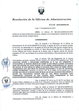 Resolución de la Oficina de Administración N° 056-2019-AGN/SG-OA