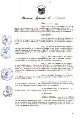 Resolución Jefatural N° 147-1993/AGN/J