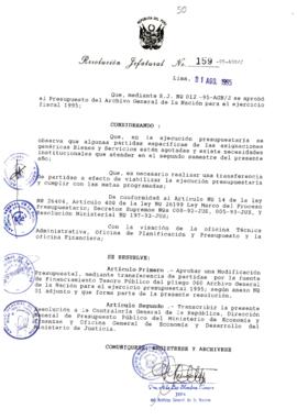 Resolución Jefatural N° 159-1995/AGN/J