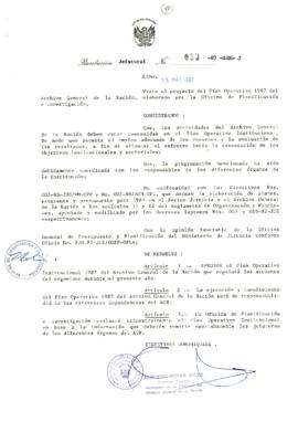 Resolución Jefatural N° 033-1987/AGN/J