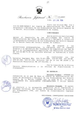 Resolución Jefatural N° 089-1994/AGN/J